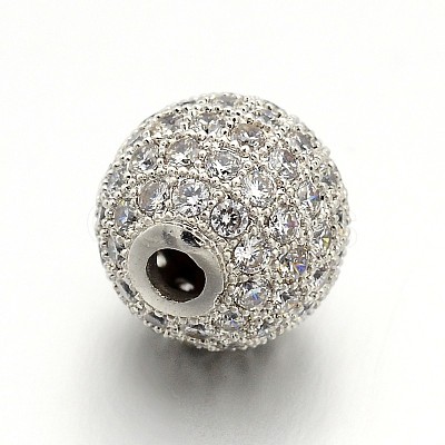 CZ Brass Micro Pave Cubic Zirconia Round Beads ZIRC-L017-03P-1