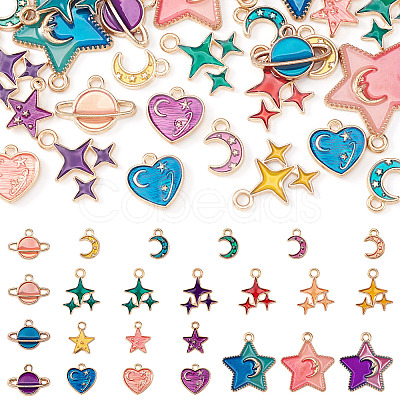 48Pcs 24 Styles Alloy Enamel Pendants ENAM-TA0003-16-1