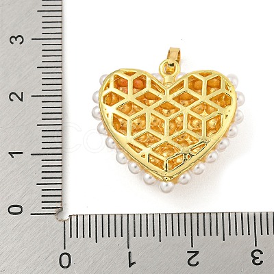 Rack Plating Brass & ABS Plastic Imitation Pearl Pendants X-KK-N255-03E-G-RS-1