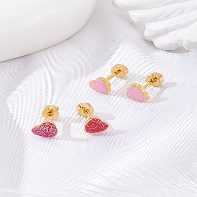 4Pcs 2 Colors Stainless Steel Enamel Stud Earrings EJEW-LP0001-83-1