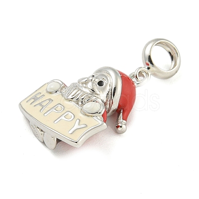 Anti-Tarnish Rhodium Plated 925 Sterling Silver Enamel Christmas European Dangle Charms STER-Z010-02P-02A-1
