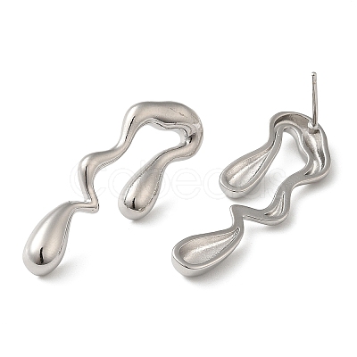 Rack Plating Brass Melting Teardro Dangle Stud Earrings for Women EJEW-Z019-01P-1
