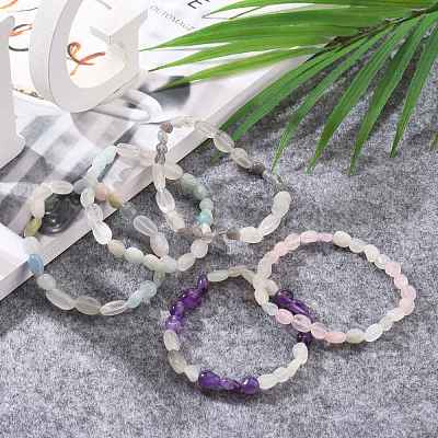 Natural Mixed Stone Stretch Bracelets BJEW-JB05641-1