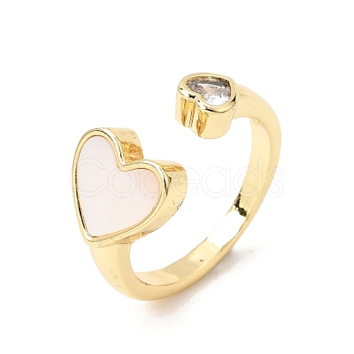 Brass Micro Pave Cubic Zirconia Open Cuff Rings CU-CBA4898-08G-02-1