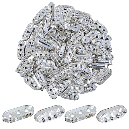 100Pcs Alloy Crystal Rhinestone Spacer Bars FIND-SC0021-30-1