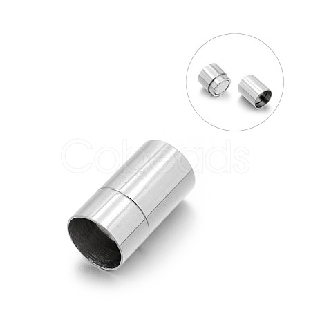 Tarnish Resistant 304 Stainless Steel Column Magnetic Clasps with Glue-in Ends X-STAS-E089-12F-1