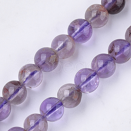Natural Purple Phantom Quartz Purple Lodolite Quartz Beads Strands X-G-S333-6mm-030-1