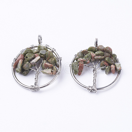 Natural Unakite Pendants G-E419-23P-1