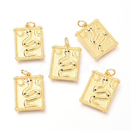 Brass Micro Pave Clear Cubic Zirconia Charms ZIRC-O036-20G-1