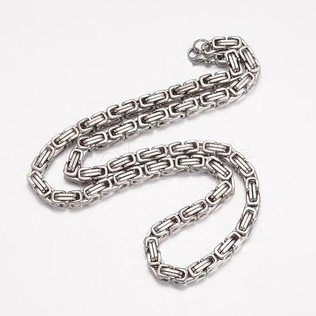Non-Tarnish 201 Stainless Steel Byzantine Chain Necklaces X-NJEW-K062-01P-6mm-1
