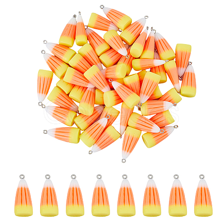 DICOSMETIC 50Pcs Candy Corn Halloween Acrylic Pendants SACR-DC0001-11-1