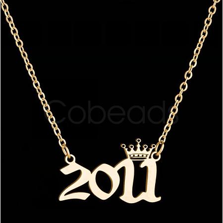 Crown Birth Year 201 Stainless Steel Pendant Necklaces for Women FS-WG4E8F2-32-1