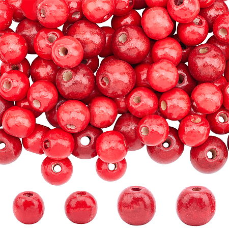 150Pcs 2 Styles Dyed Natural Wood Beads COCO-PA0001-14-1