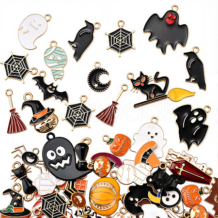 Halloween Theme Alloy Enamel Pendants FIND-SP0004-37-1