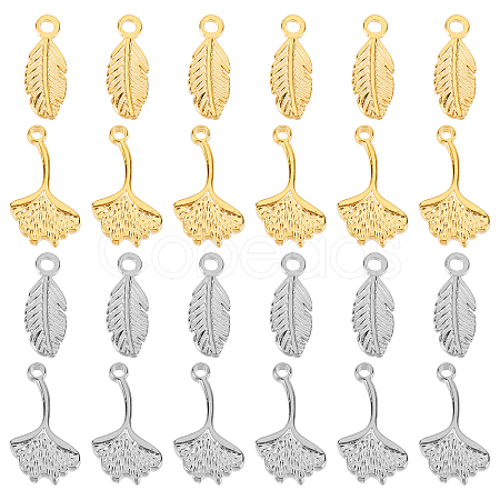 24Pcs 4 Style 304 Stainless Steel Pendants STAS-DC0010-14-1