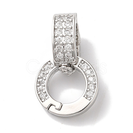 Ring Rack Plating Brass Micro Pave Clear Cubic Zirconia Twister Clasps KK-A225-16P-1