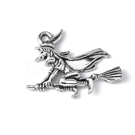 Tibetan Style Halloween Witch Alloy Pendants TIBEP-Q050-06AS-NR-1
