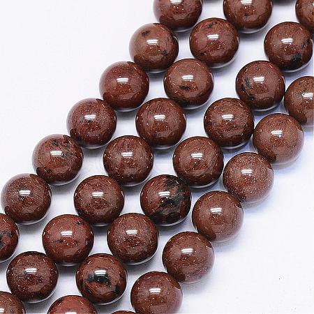Natural Mahogany Obsidian Bead Strands G-F425-01-1