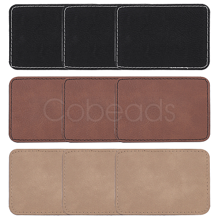 9Pcs 3 Colors Imitation Leather Laserable Label Tags DIY-FG0003-46-1