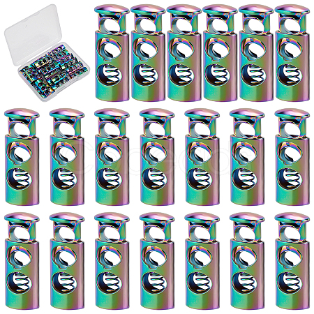 20Pcs Rainbow color Alloy Cord Locks FIND-GF0002-76-1