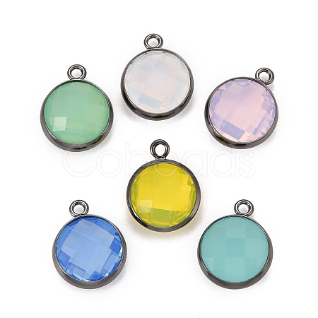 Brass Glass Charms KK-C228-01B-1