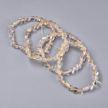 Natural Citrine Bead Stretch Bracelets BJEW-K213-66-1