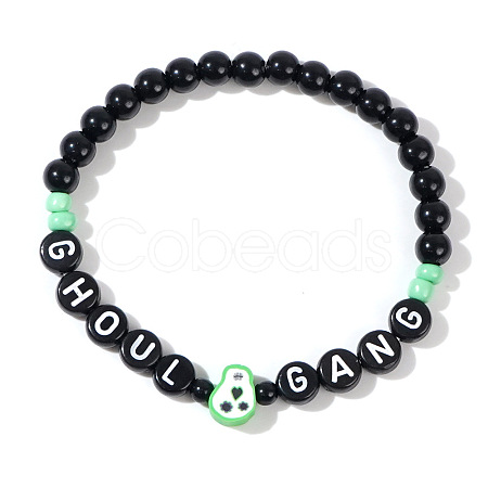 Halloween Acrylic Beads Stretch Bracelets for Women Men LS-QV8903-4-1