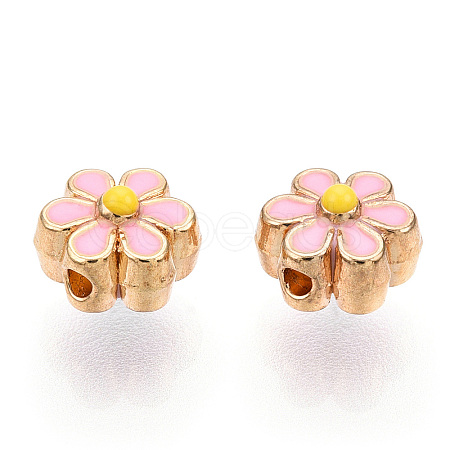 Light Gold Tone Alloy Enamel Beads ENAM-WH0057-43C-1