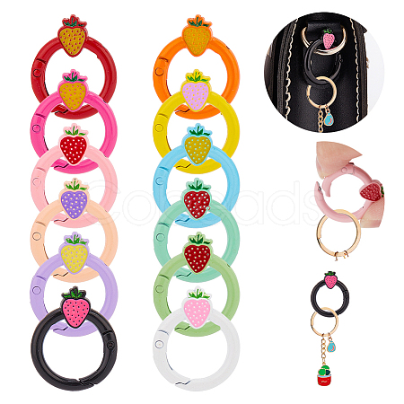 12Pcs 12 Colors Spray Painted Alloy Spring Gate Rings FIND-WR0010-44-1
