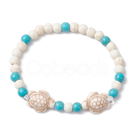 Synthetic Turquoise Beaded Stretch Bracelets for Women Men BJEW-JB11150-01-1