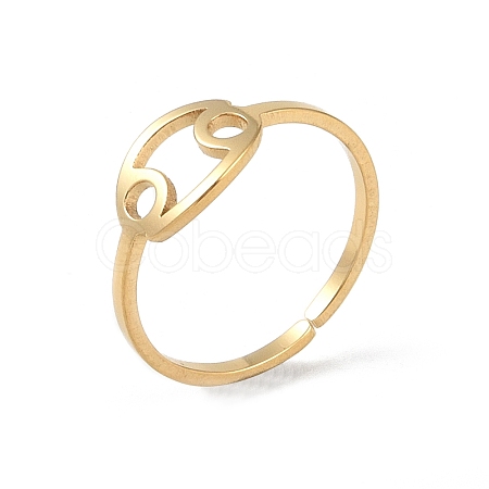 Real 18K Gold Plated 304 Stainless Steel Adjustable Finger Ring RJEW-L115-01G-07-1