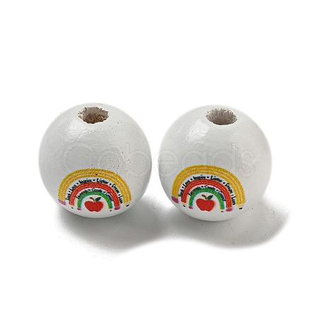 Printed Wood European Beads WOOD-L020-D06-1