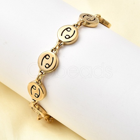 12 Constellations 304 Stainless Steel Link Chain Bracelets BJEW-I239-01G-05-1