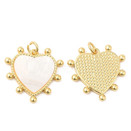 Rack Plating Brass Pendants with Shell KK-K343-04G-1