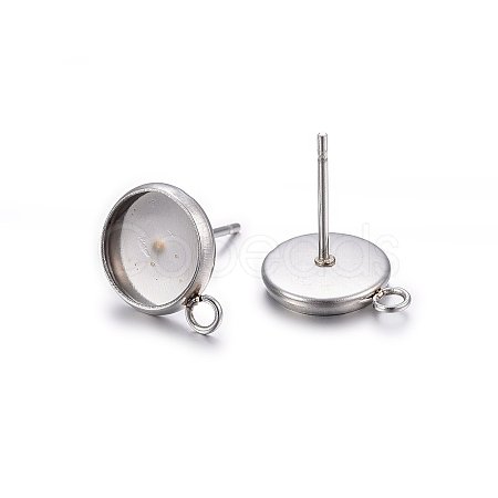 Non-Tarnish 304 Stainless Steel Stud Earring Settings X-STAS-H467-08P-12mm-1