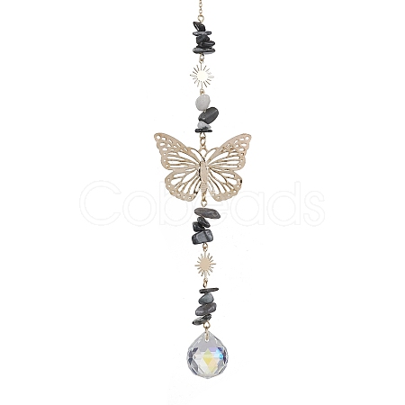 Butterfly Brass Pendant Decorations HJEW-TA00131-03-1
