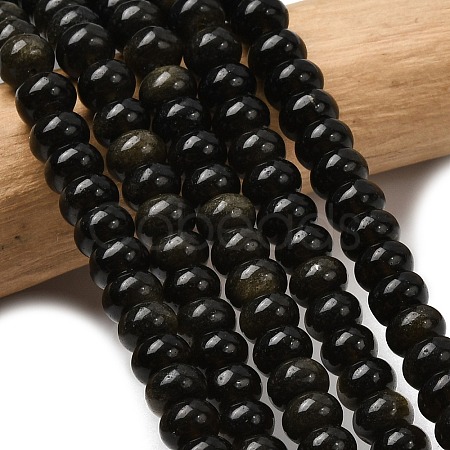 Natural Golden Sheen Obsidian Beads Strands G-A280-A15-01-1