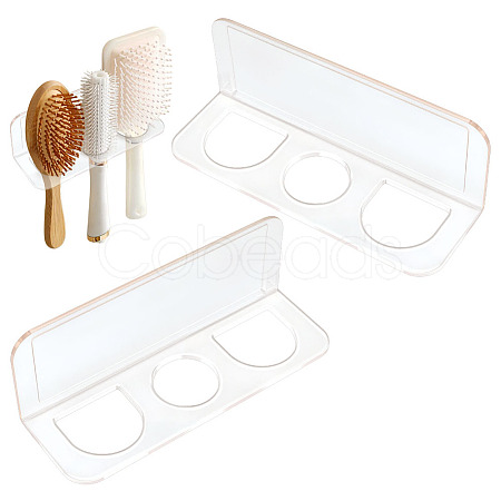 3-Slot Rectangle Acrylic Wall Mounted Comb Organizer Holder for Bathroom ODIS-WH0043-218B-1