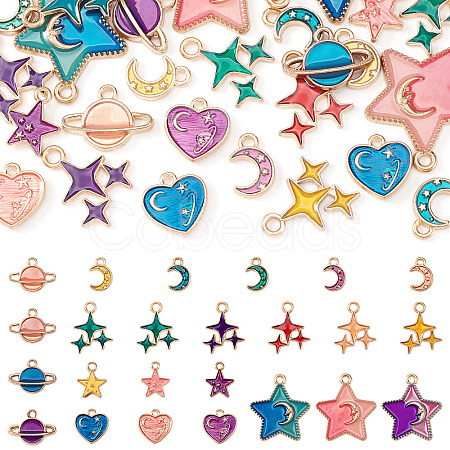 48Pcs 24 Styles Alloy Enamel Pendants ENAM-TA0003-16-1