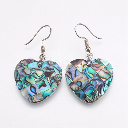 Abalone Shell/Paua Shell Dangle Earrings EJEW-F147-C16-1