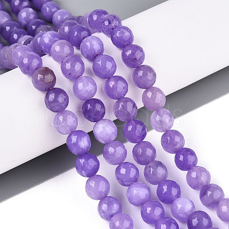 Dyed Natural White Jade Beads Strands G-T139-8mm-60-10-1