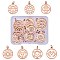 14Pcs 7tyle 304 Stainless Steel Pendants, Chakra, Flat Round, Rose Gold, 22.5x19x1mm, Hole: 3mm, 2pcs/style