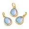 Rack Plating Brass with Synthetic Opal Pendants, Teardrop, Light Sky Blue, 15.5x10.5x5mm, Hole: 5mm