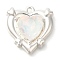 Rack Plating Alloy Pendants, with Rhinestone, Heart, White, 20.5x19.5x6mm, Hole: 1.5mm