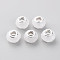 Resin European Beads, Large Hole Beads, with Silver Tone Brass Double Cores, Faceted, Rondelle, White, 14x9mm, Hole: 5mm