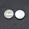 Shell Cabochons, with Resin, Flat Round with Arabic Alphabet, White, 9.5~10x1.5~2.5mm