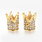 304 Stainless Steel Beads, with Rhinestones, Crown, Golden, 12x10mm, Hole: 1mm