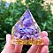 Resin Pyramid Tower Ornaments, for Home Office Desktop Decoration Good Lucky Gift , Medium Purple, 60x60x60mm