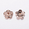 Brass Micro Pave Cubic Zirconia Bead Cap, Cadmium Free & Lead Free, 5-Petal, Rose Gold, 8.5x3mm, Hole: 1.5mm