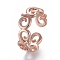 Adjustable Brass Toe Rings, Open Cuff Rings, Open Rings, Rose Gold, Size 4, Inner Diameter: 14.5mm